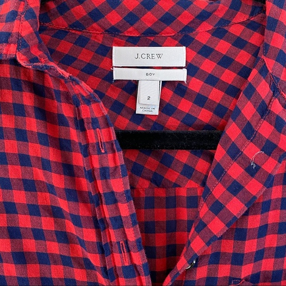J. Crew Boy Fit Red Tartan Plaid Flannel Shirt - Picture 2 of 10